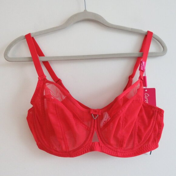 CURVY KATE Victory Balcony Bra in Flame Red Mesh - Size 36DD NWT - Picture 2 of 12